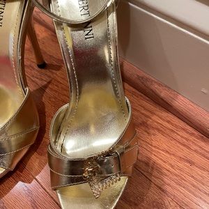 Gold open toe heels size8